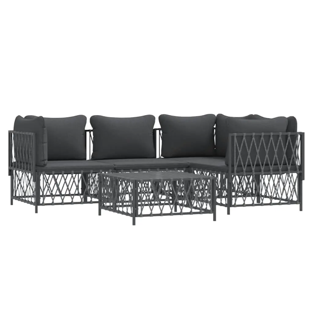 5 Piece Garden Lounge Set with Cushions Anthracite Steel 3186871