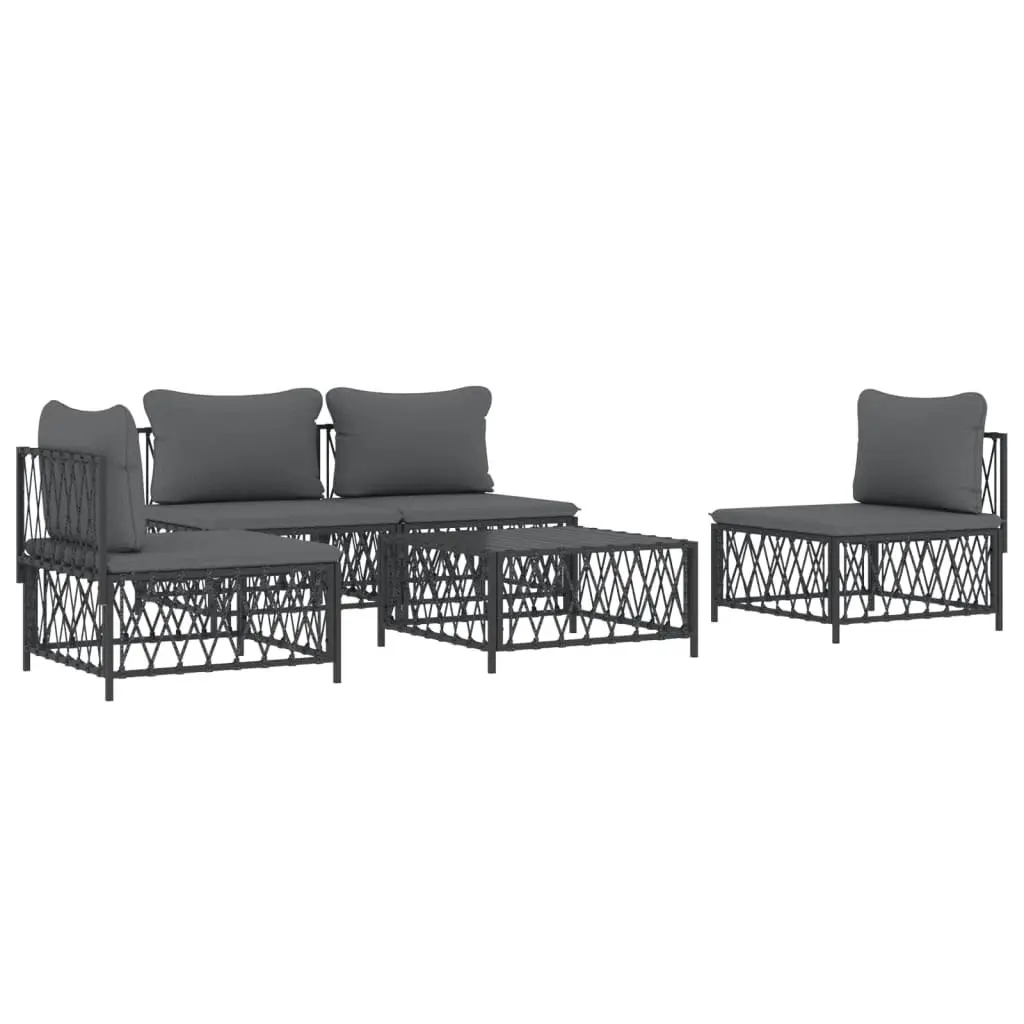 5 Piece Garden Lounge Set with Cushions Anthracite Steel 3186833