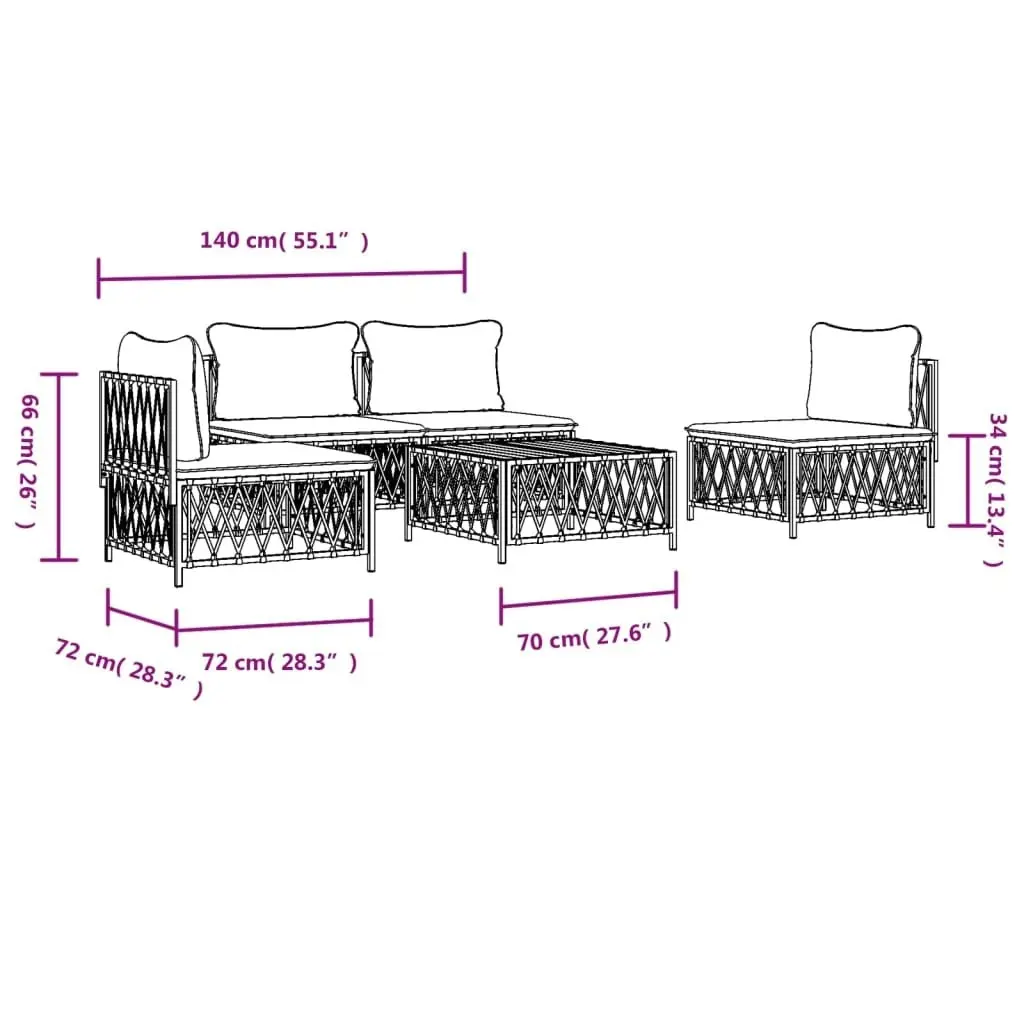 5 Piece Garden Lounge Set with Cushions Anthracite Steel 3186833