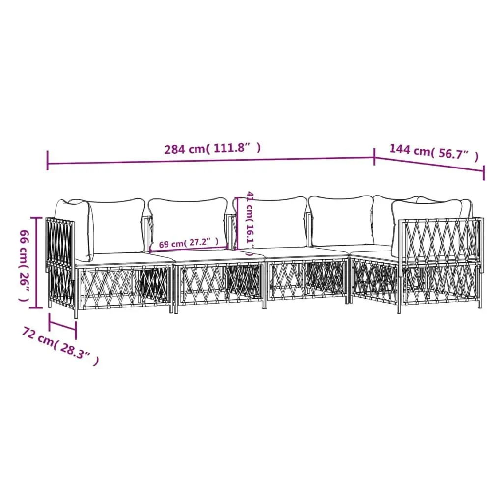 5 Piece Garden Lounge Set with Cushions Anthracite Steel 3186873