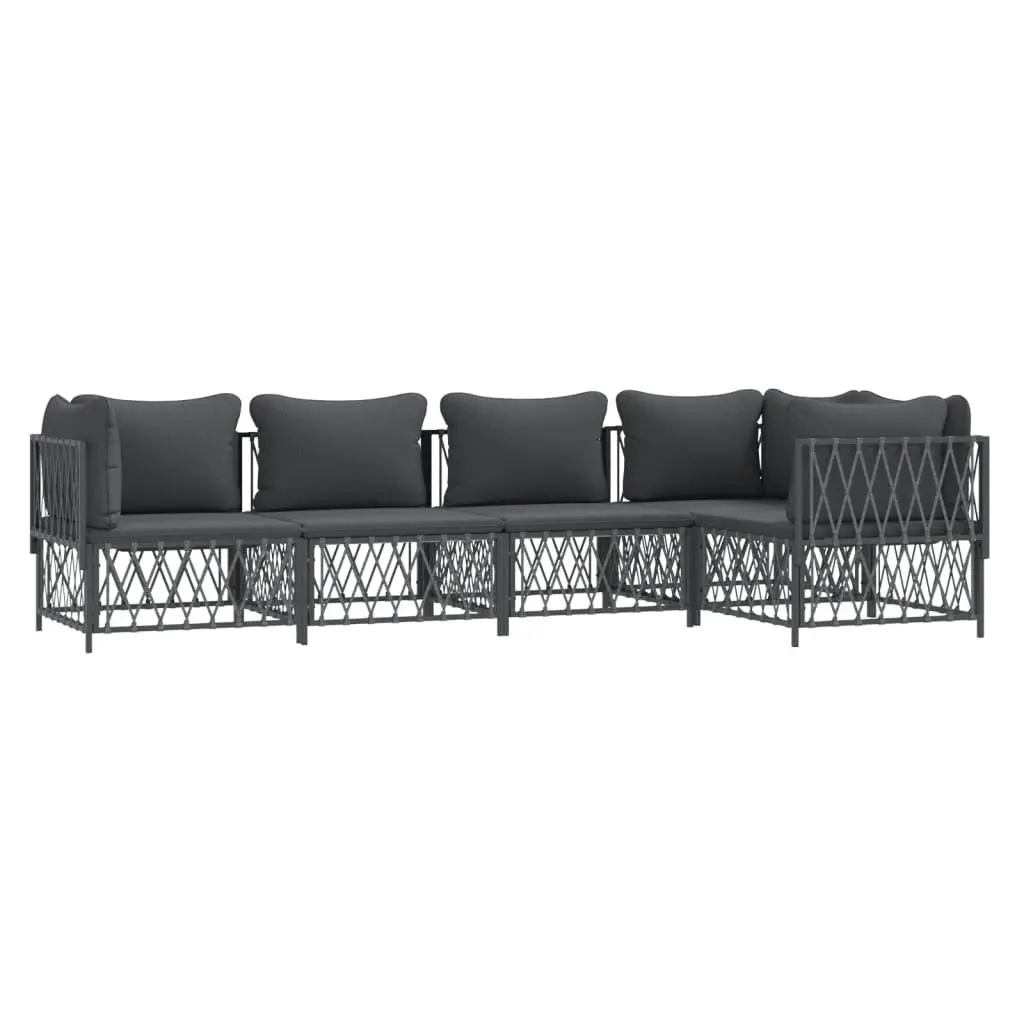 5 Piece Garden Lounge Set with Cushions Anthracite Steel 3186873