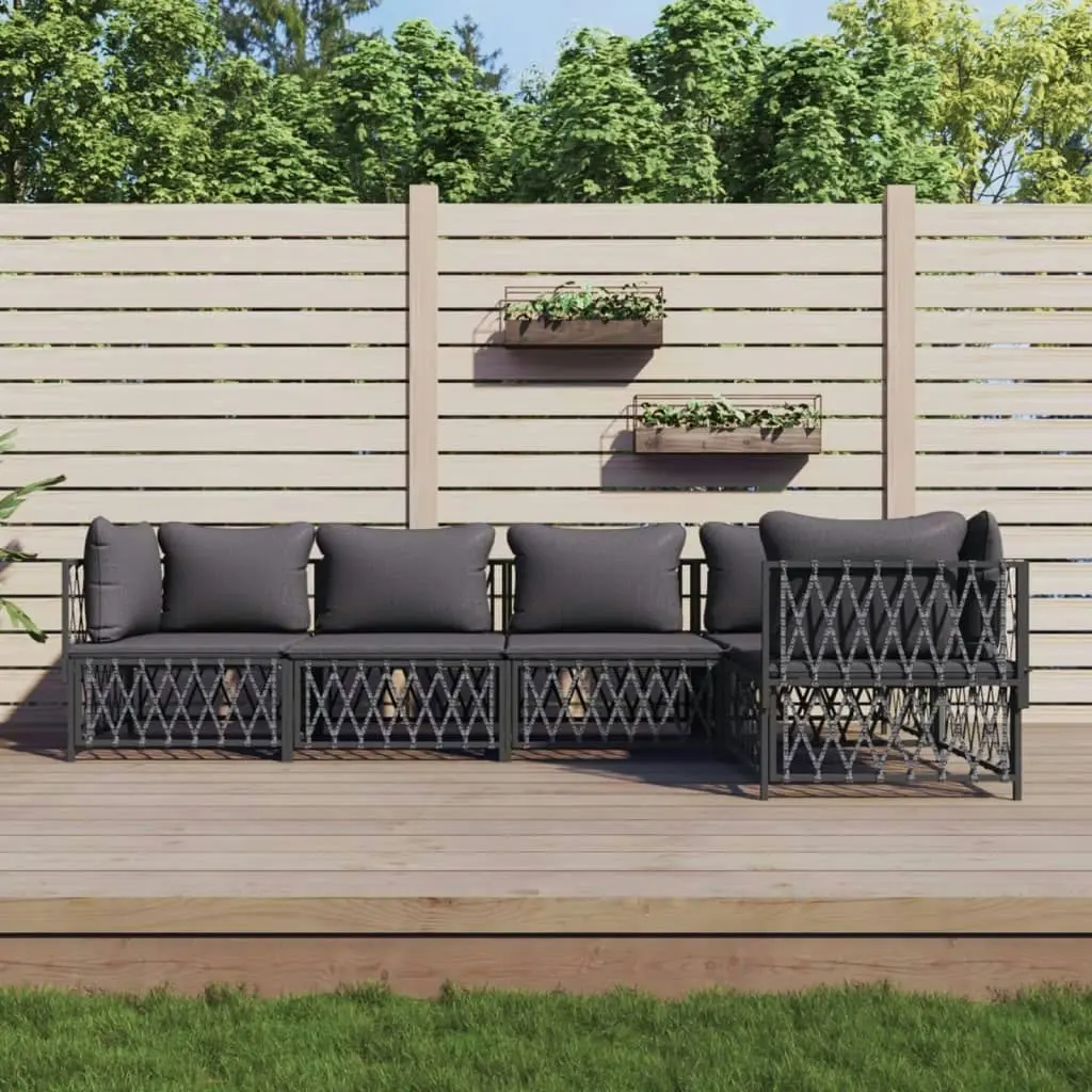 5 Piece Garden Lounge Set with Cushions Anthracite Steel 3186873