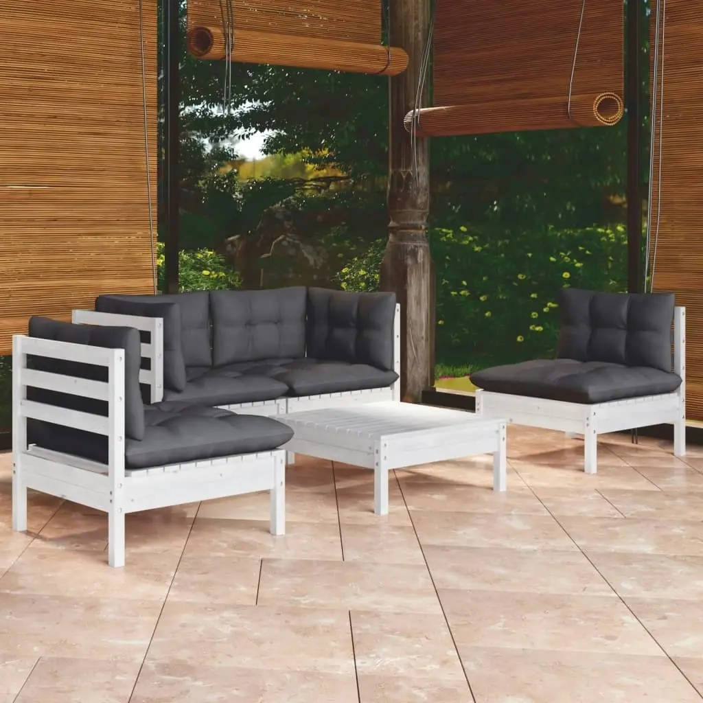 5 Piece Garden Lounge Set with Cushions Solid Pinewood 3096179