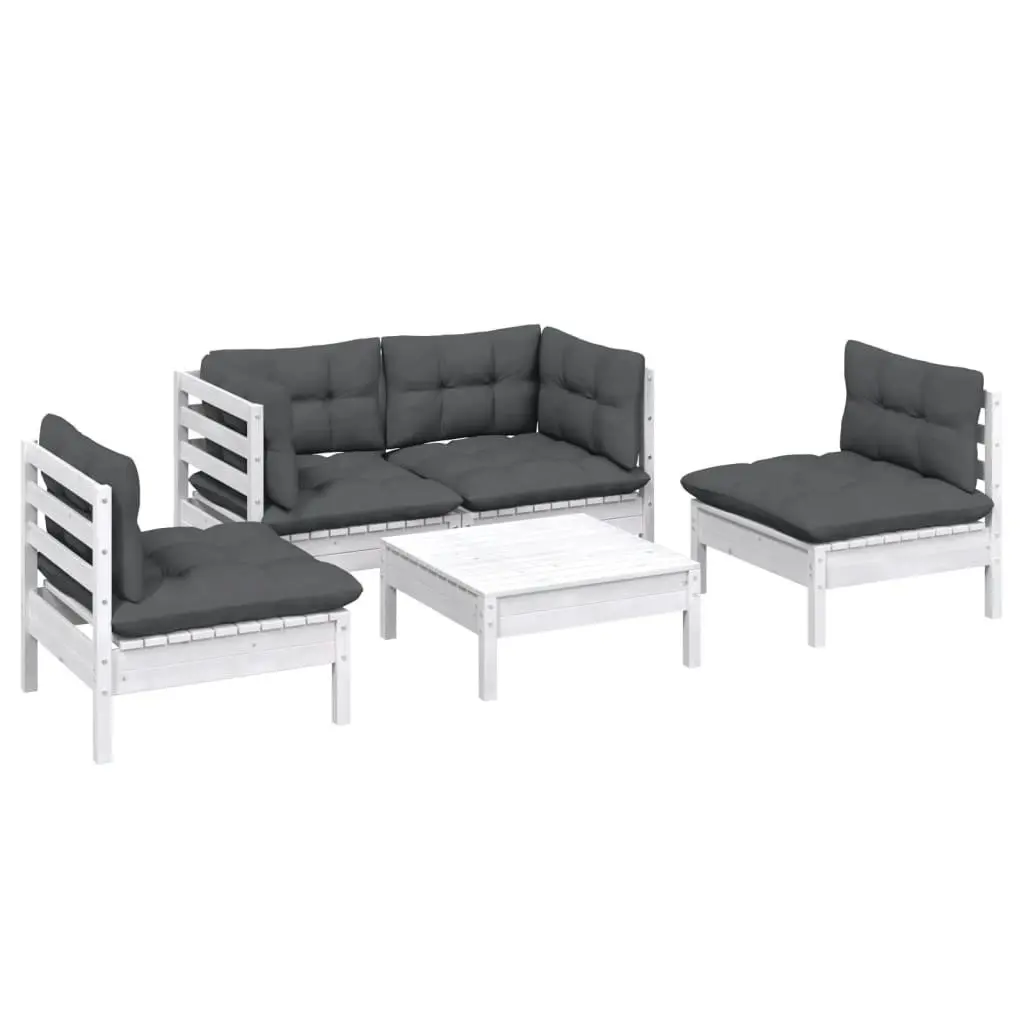 5 Piece Garden Lounge Set with Cushions Solid Pinewood 3096179