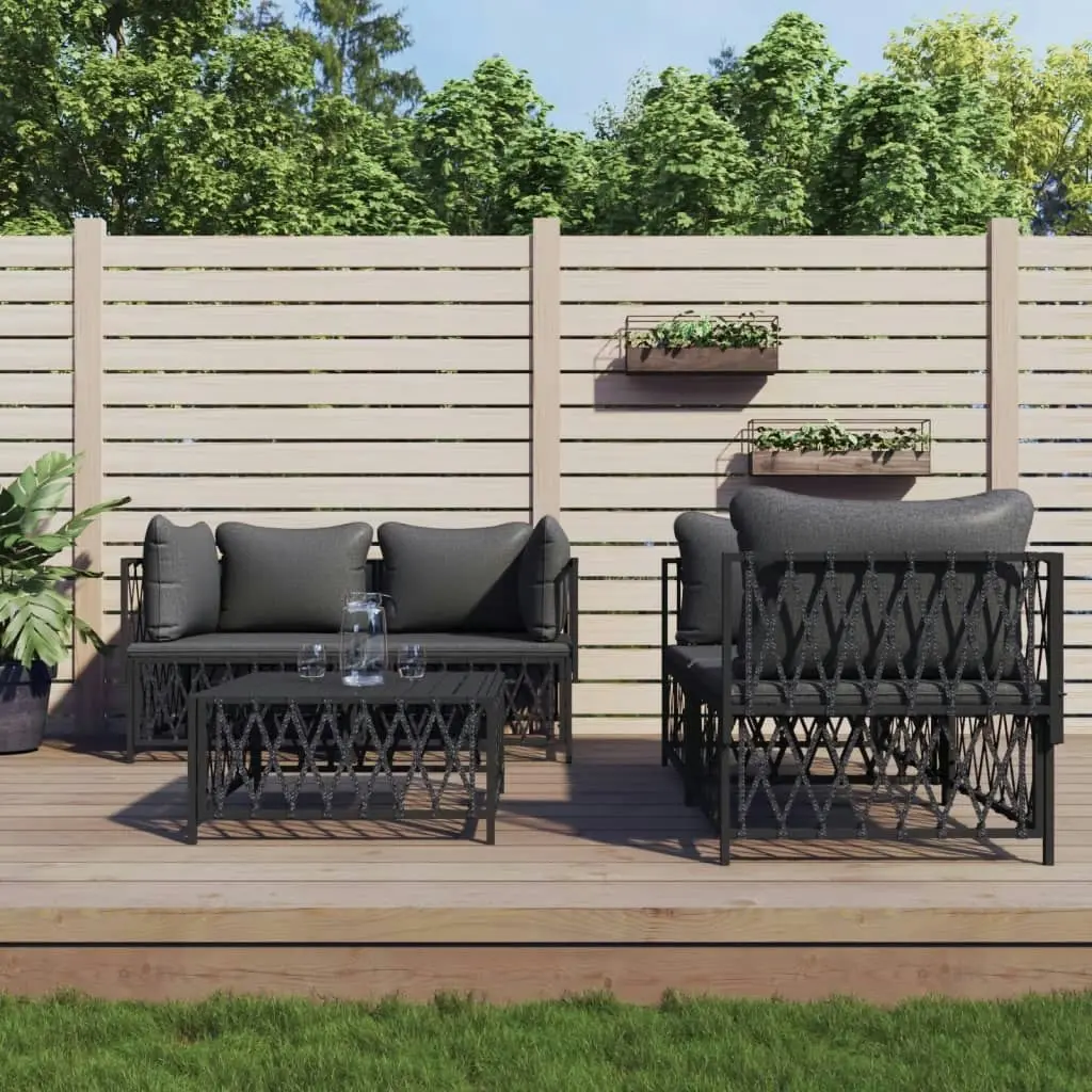 5 Piece Garden Lounge Set with Cushions Anthracite Steel 3186825