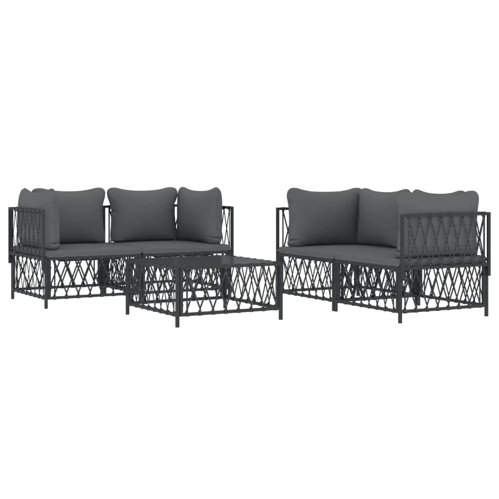 5 Piece Garden Lounge Set with Cushions Anthracite Steel 3186825