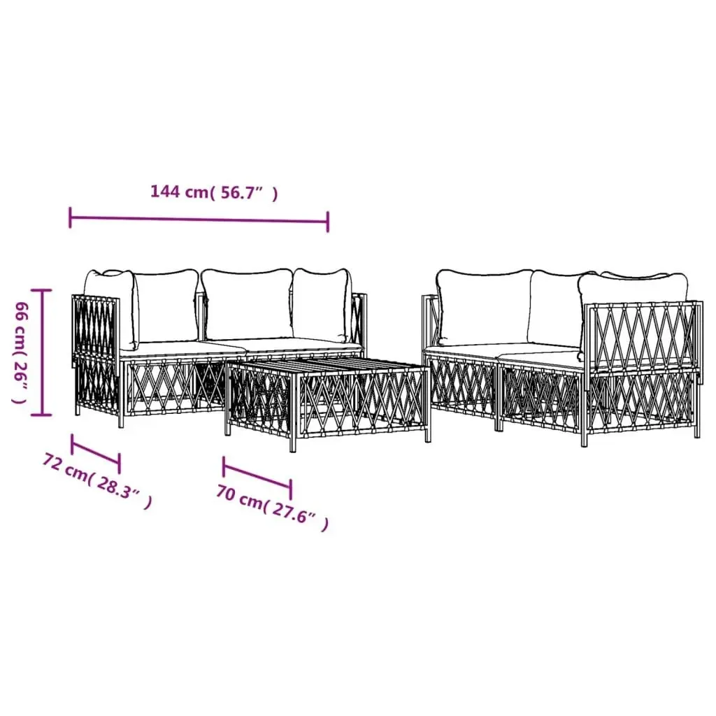 5 Piece Garden Lounge Set with Cushions Anthracite Steel 3186825