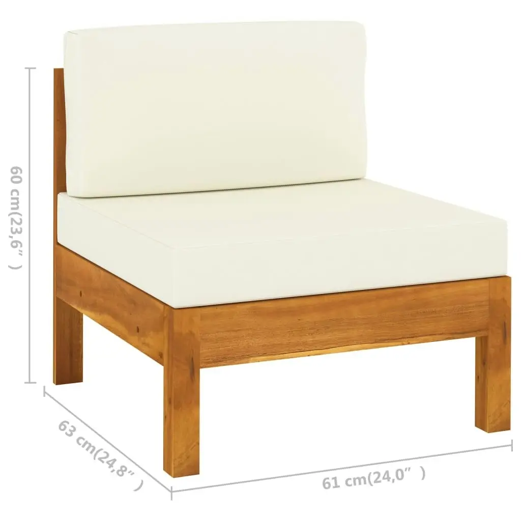 5 Piece Garden Lounge Set with Cream White Cushions Acacia Wood 3057930