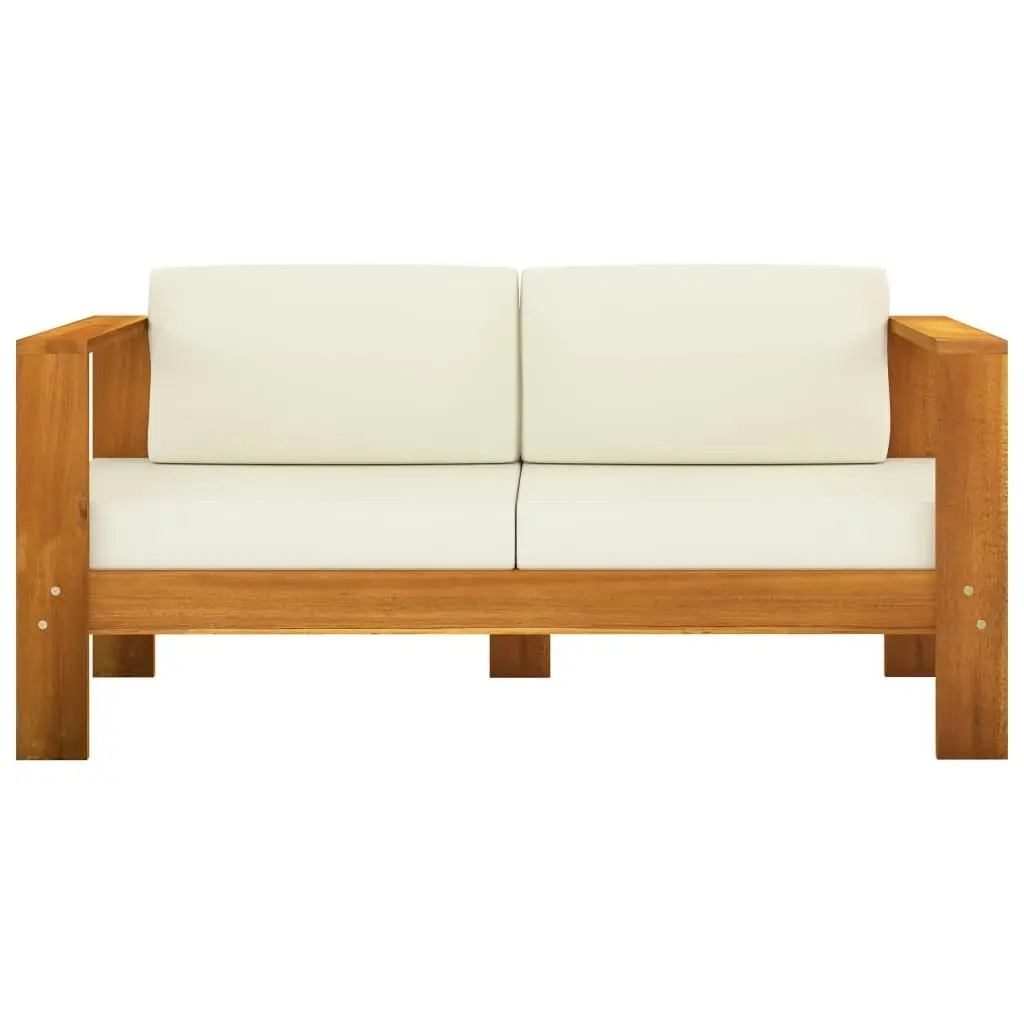 5 Piece Garden Lounge Set with Cream White Cushions Acacia Wood 3057930