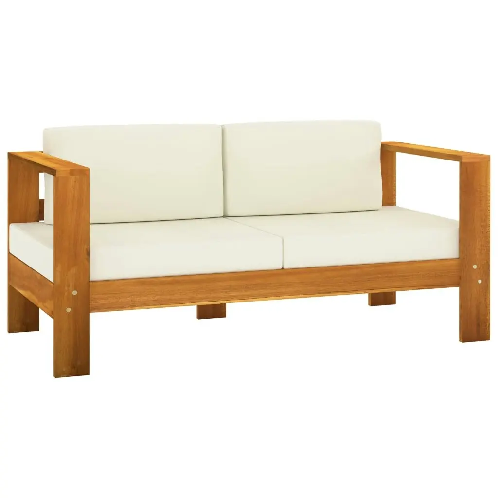 5 Piece Garden Lounge Set with Cream White Cushions Acacia Wood 3057930