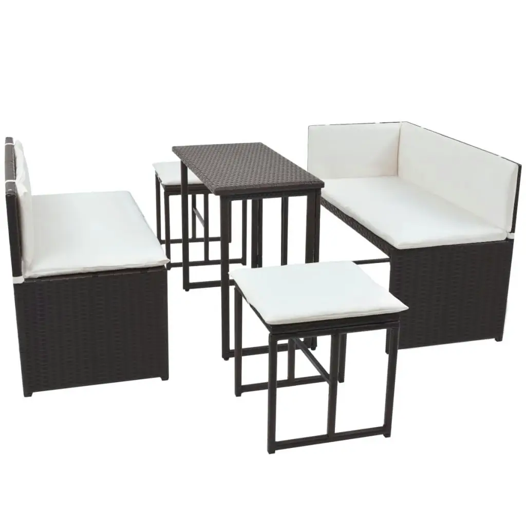 5 Piece Outdoor Dining Set Steel Poly Rattan Brown 42879