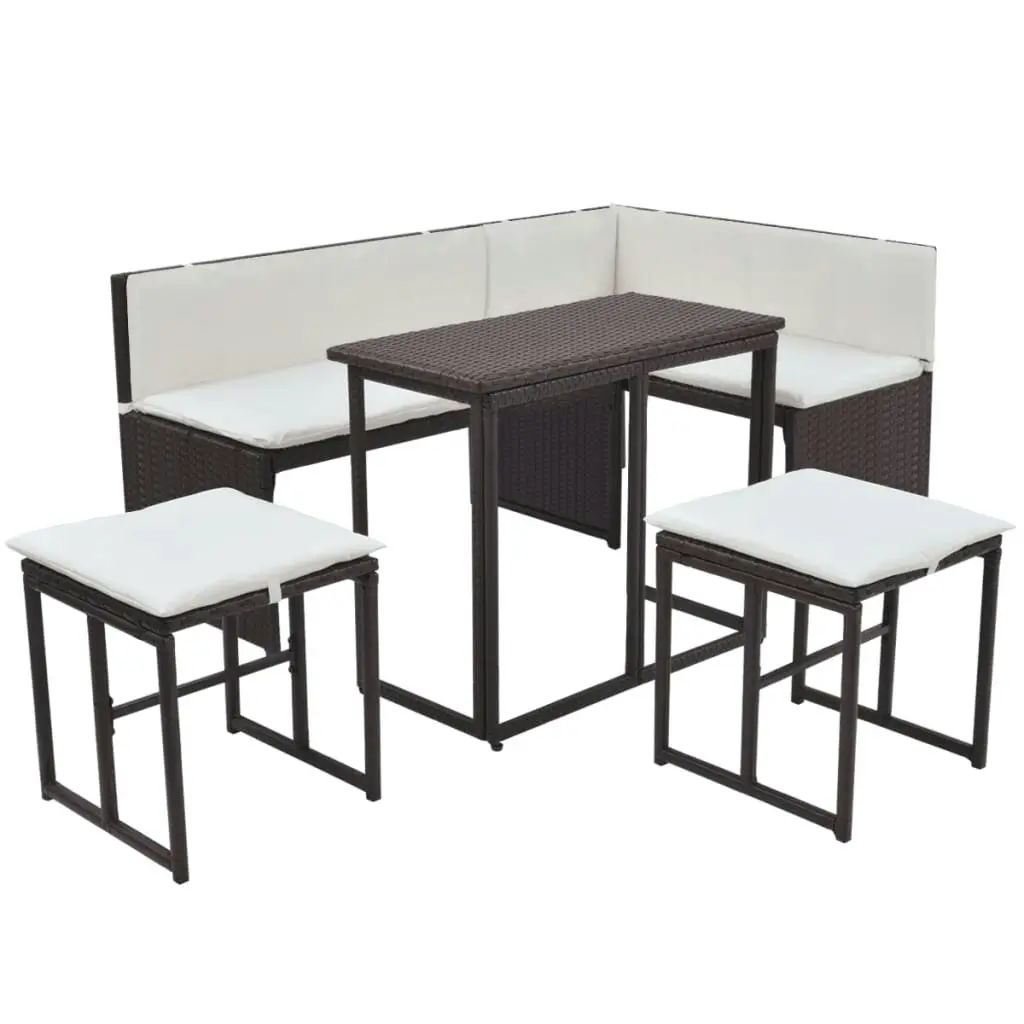 5 Piece Outdoor Dining Set Steel Poly Rattan Brown 42879