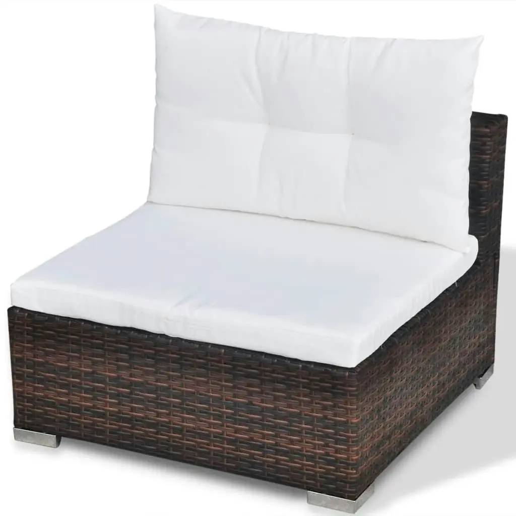 5 Piece Garden Lounge Set with Cushions Poly Rattan Brown 41871