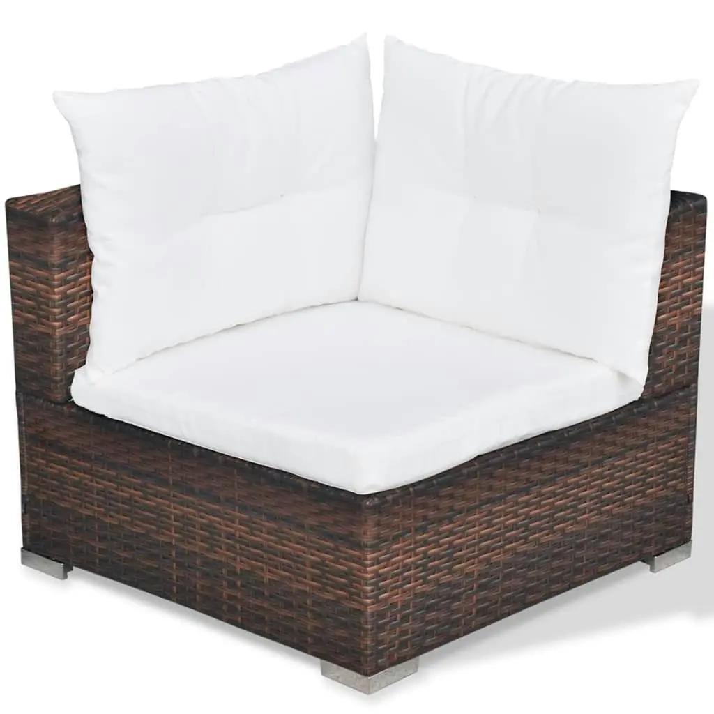 5 Piece Garden Lounge Set with Cushions Poly Rattan Brown 41871