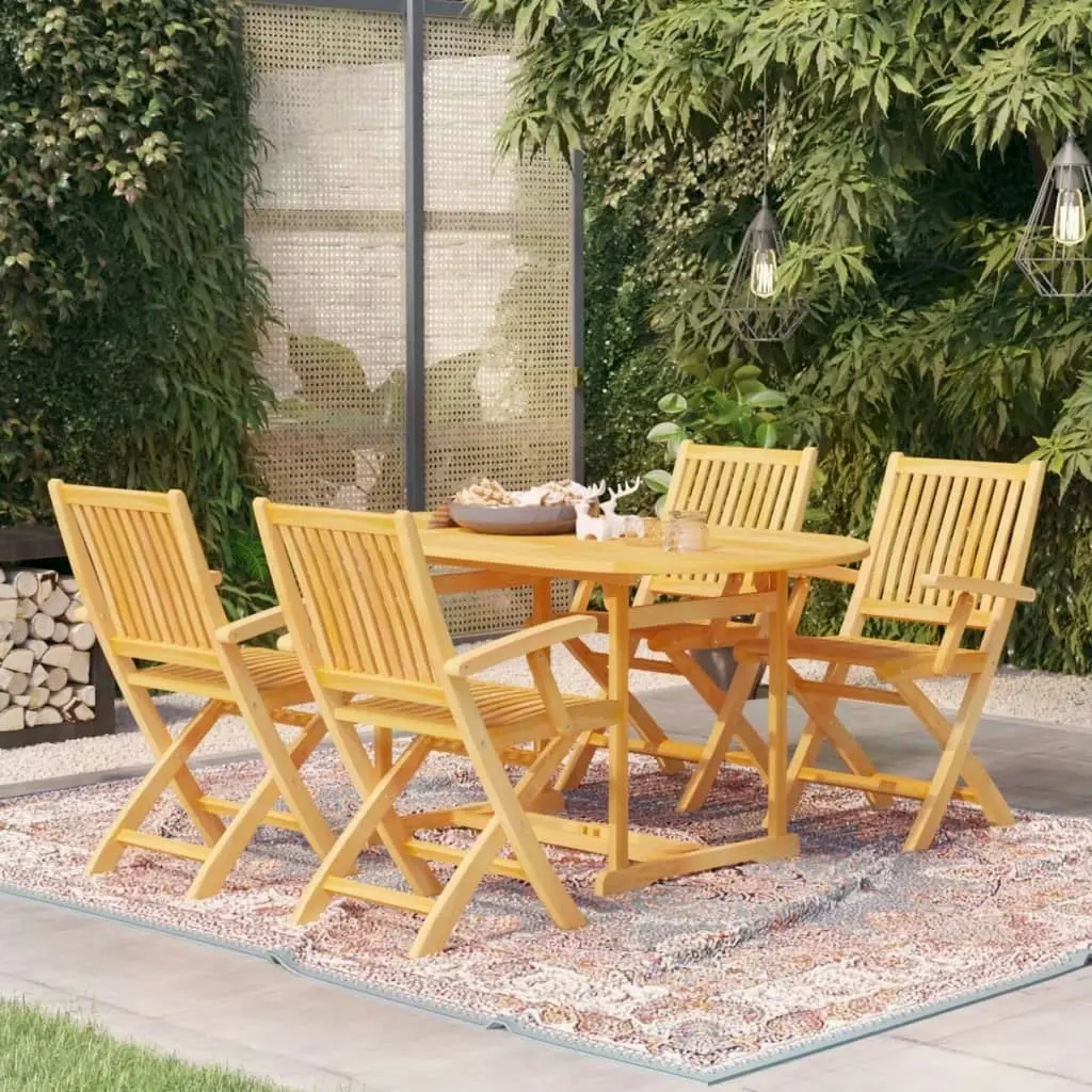 5 Piece Garden Dining Set Solid Teak Wood 3059535