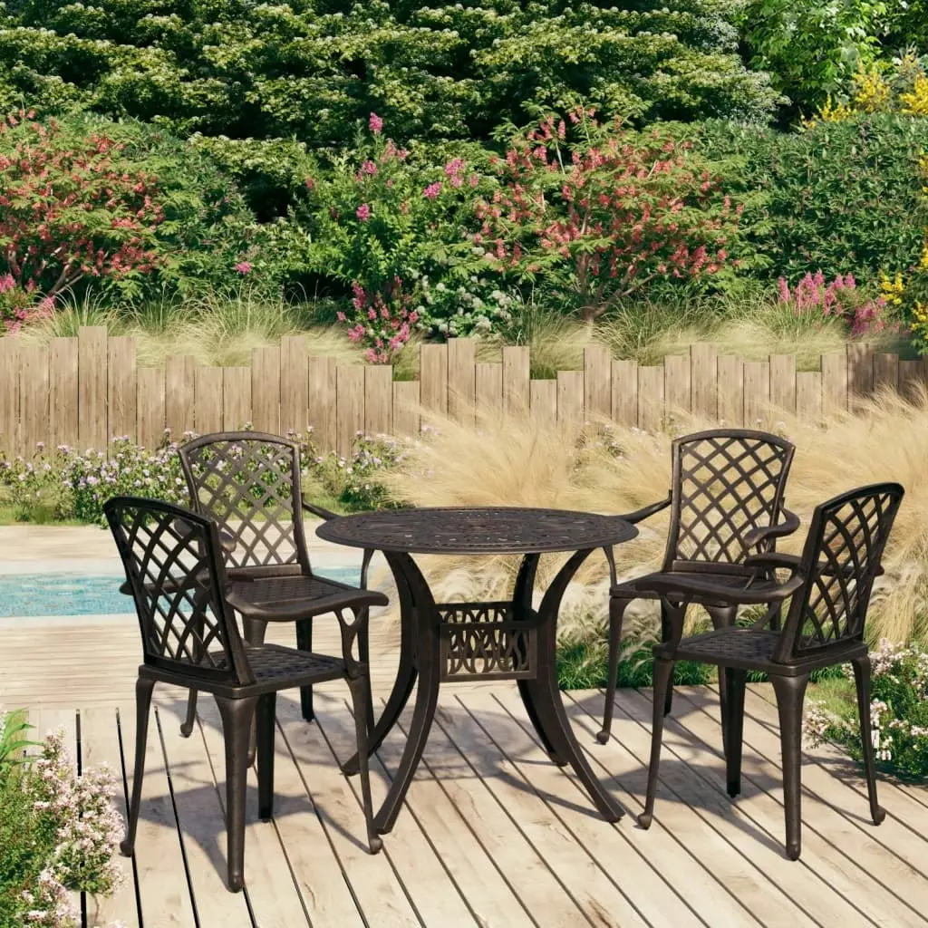 5 Piece Bistro Set Cast Aluminium Bronze 3070610