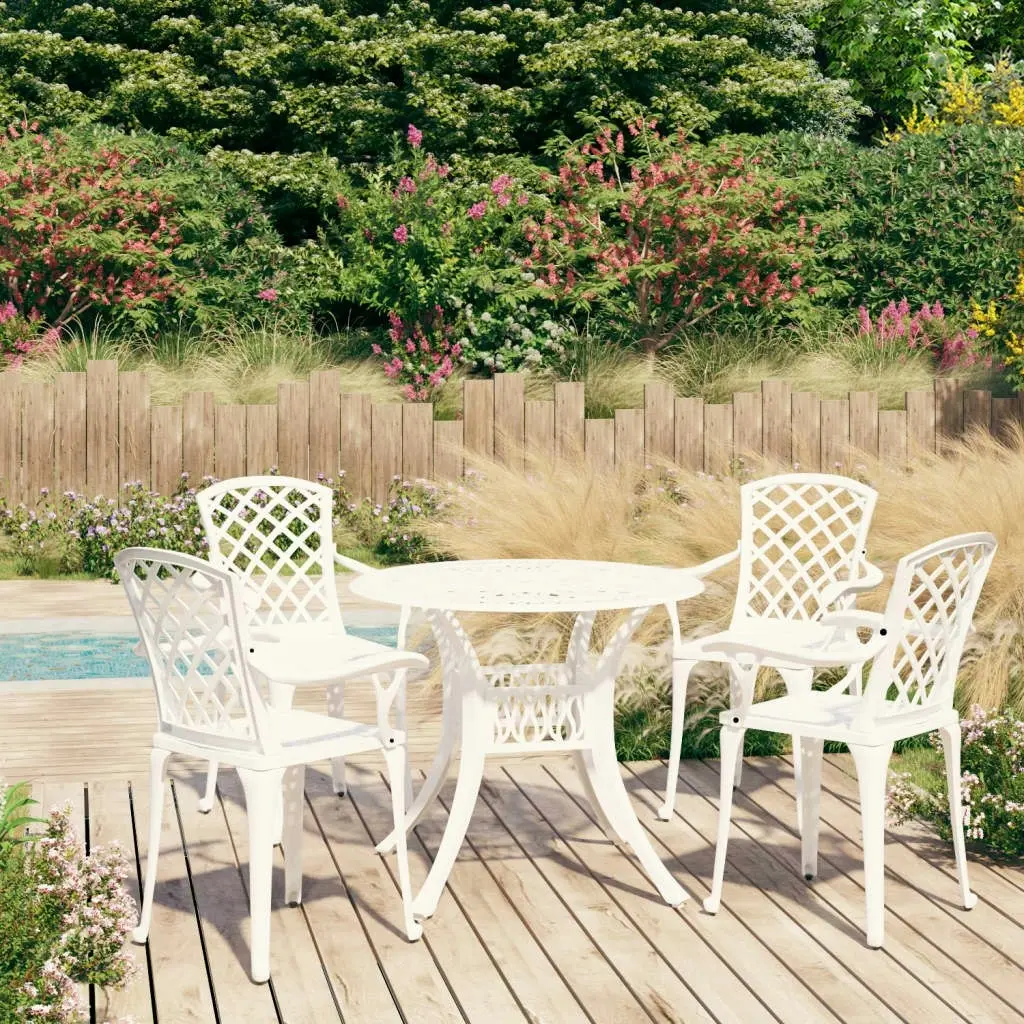 5 Piece Bistro Set Cast Aluminium White 3070612