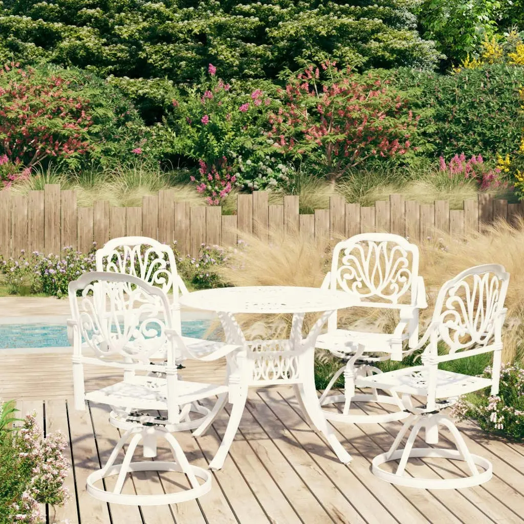 5 Piece Bistro Set Cast Aluminium White 3070621