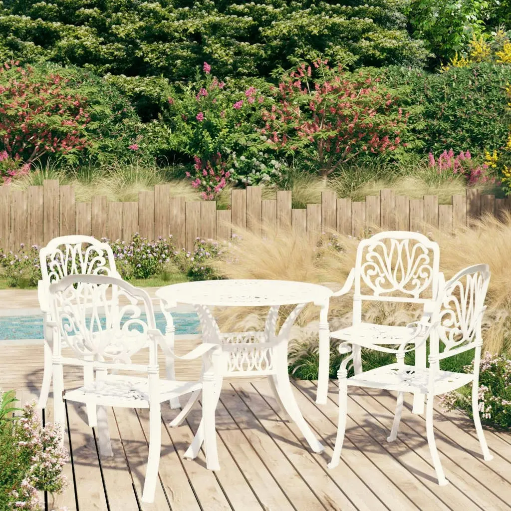 5 Piece Bistro Set Cast Aluminium White 3070603