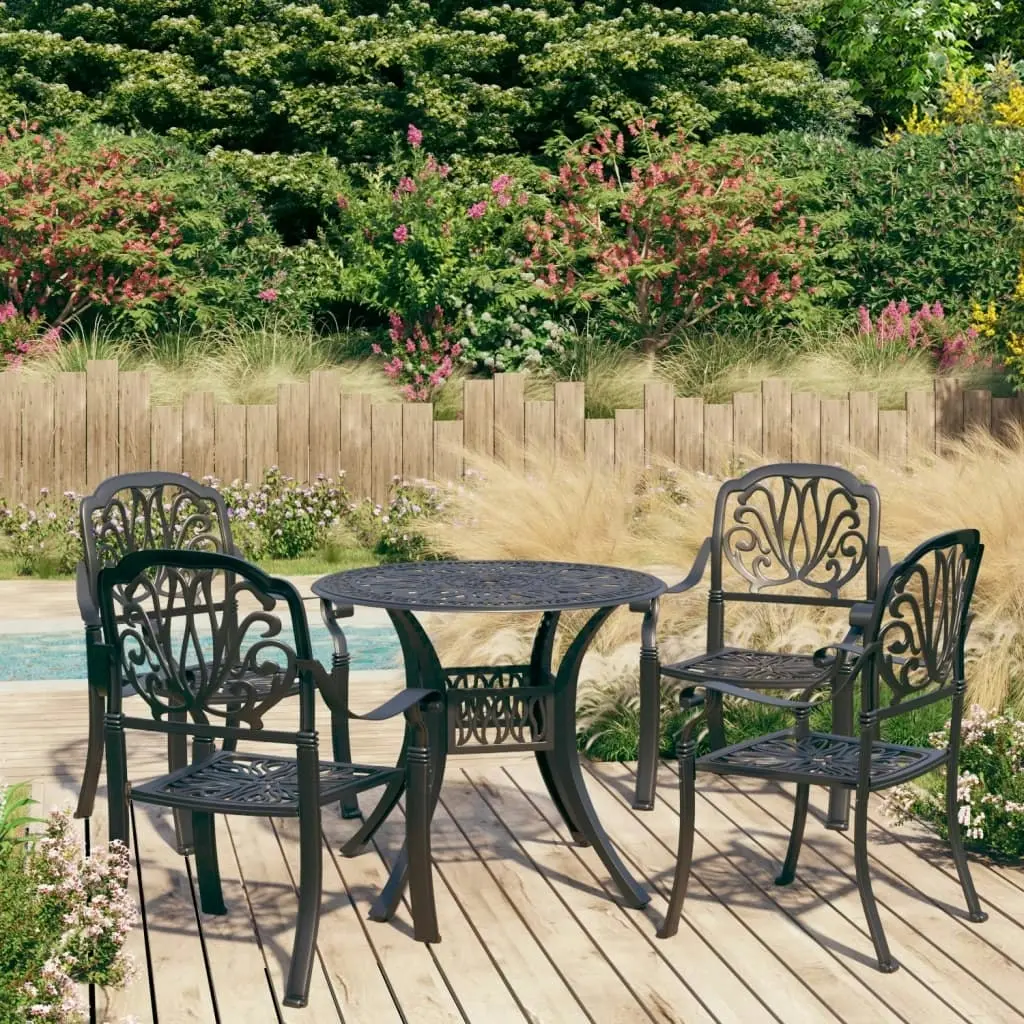 5 Piece Bistro Set Cast Aluminium Black 3070602