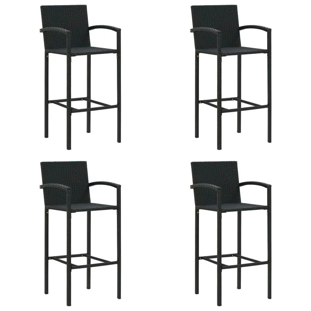 5 Piece Garden Bar Set Black Poly Rattan 3187654