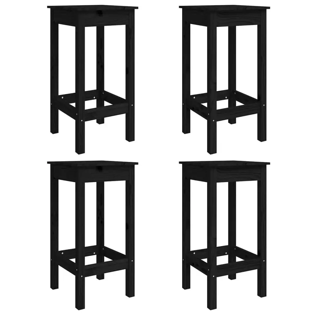 5 Piece Garden Bar Set Black Solid Wood Pine 3154734