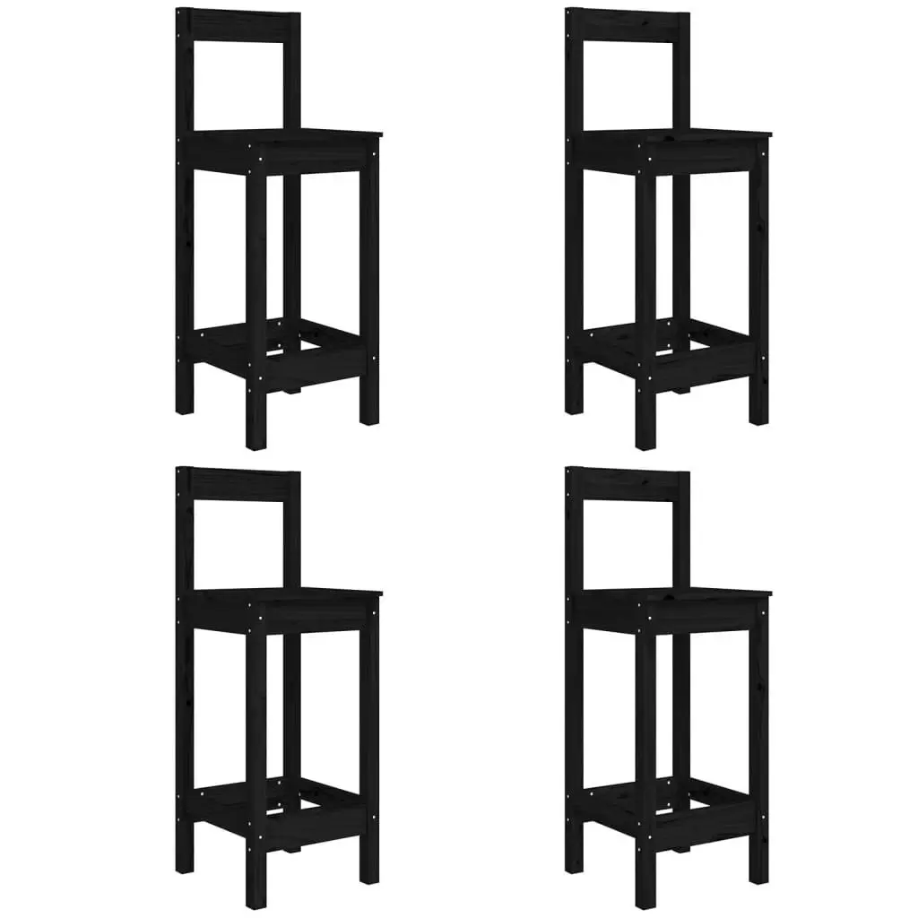 5 Piece Garden Bar Set Black Solid Wood Pine 3154754