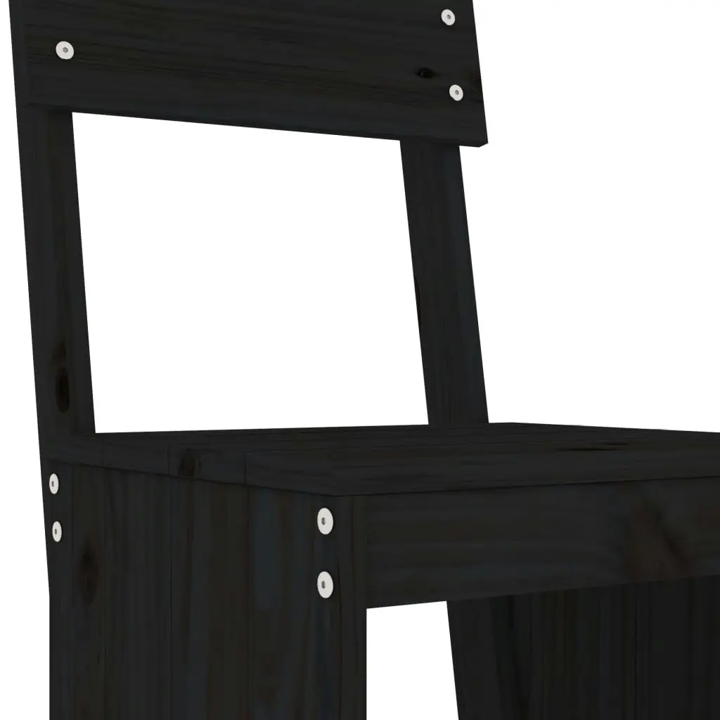 5 Piece Garden Bar Set Black Solid Wood Pine 3157809