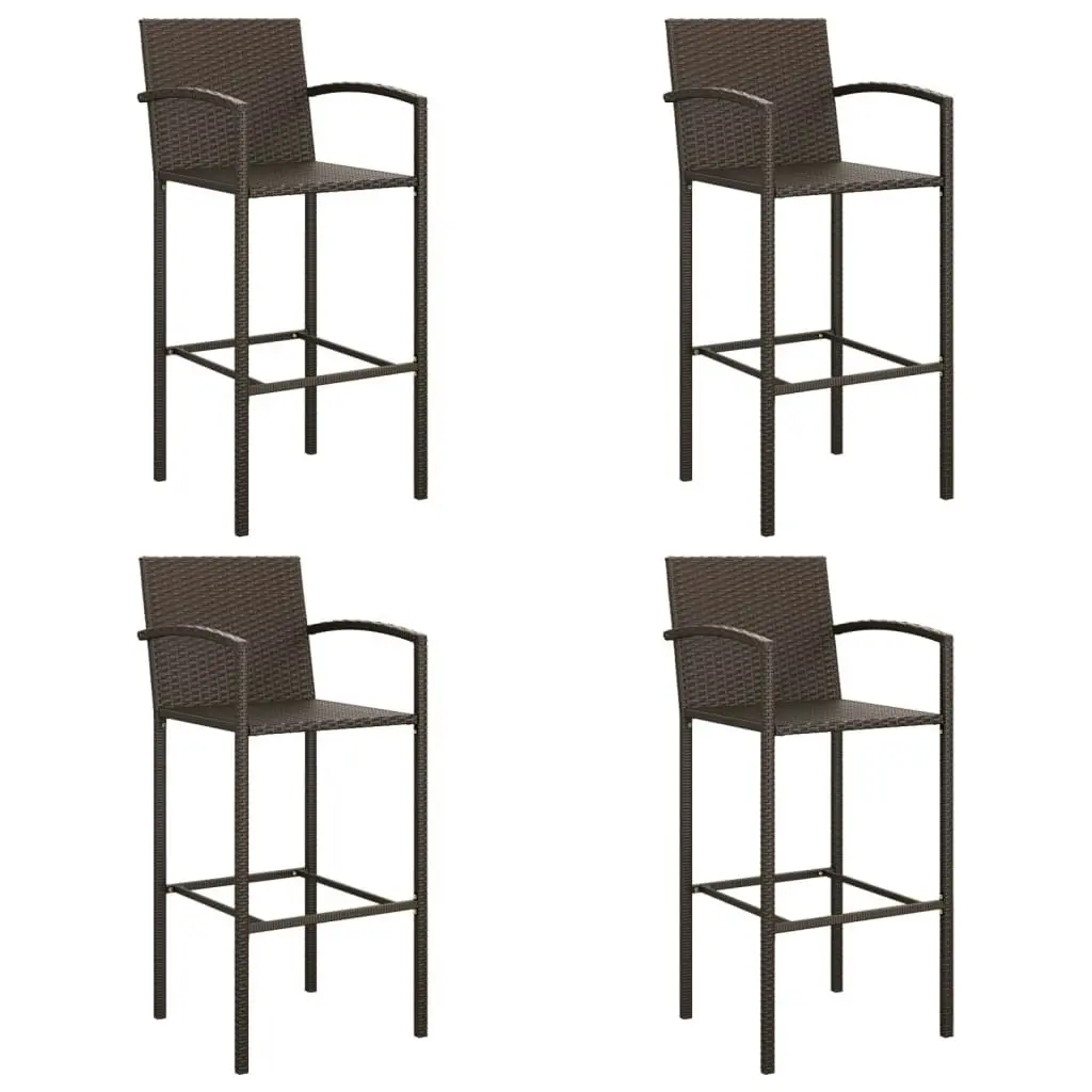 5 Piece Garden Bar Set Brown Poly Rattan 3187653