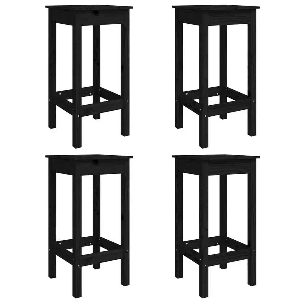 5 Piece Garden Bar Set Black Solid Wood Pine 3154749