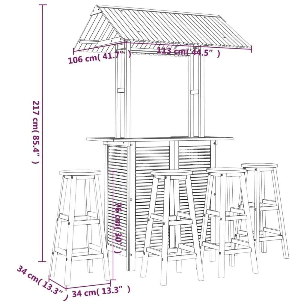 5 Piece Garden Bar Set Solid Wood Acacia 3116007