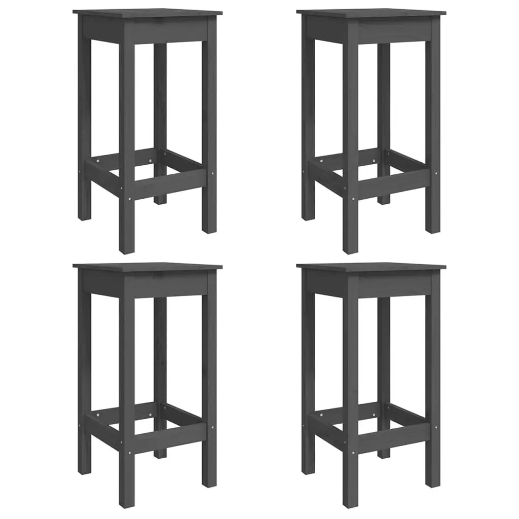 5 Piece Garden Bar Set Grey Solid Wood Pine 3154732