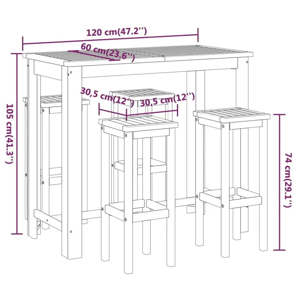 5 Piece Garden Bar Set Solid Wood Acacia 3116018