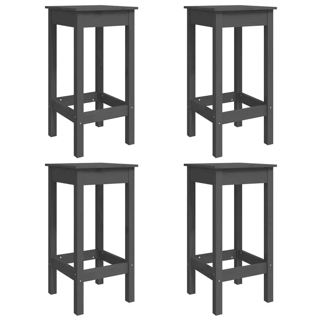 5 Piece Garden Bar Set Grey Solid Wood Pine 3154747