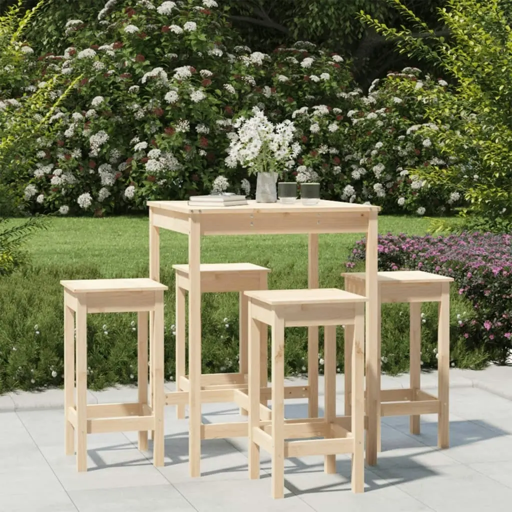 5 Piece Garden Bar Set Solid Wood Pine 3154730