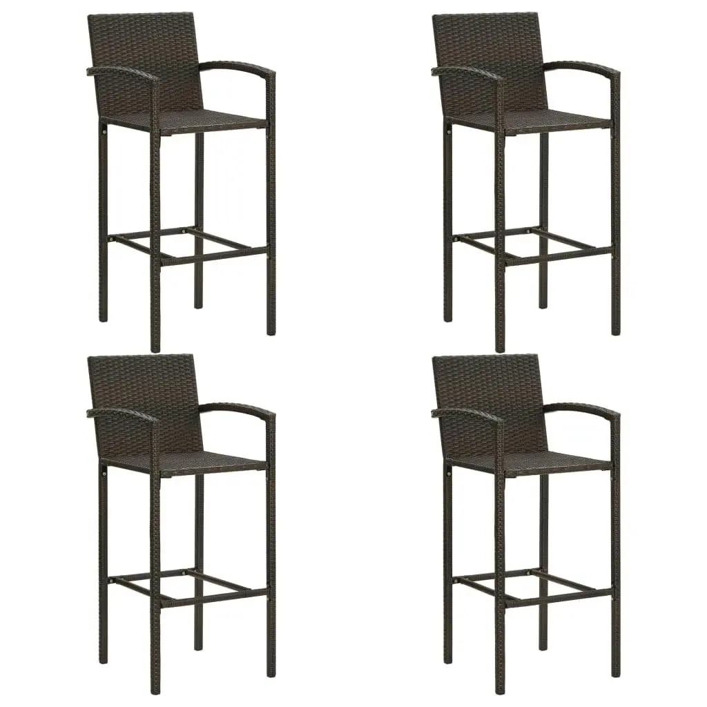 5 Piece Garden Bar Set Poly Rattan Brown 3064771