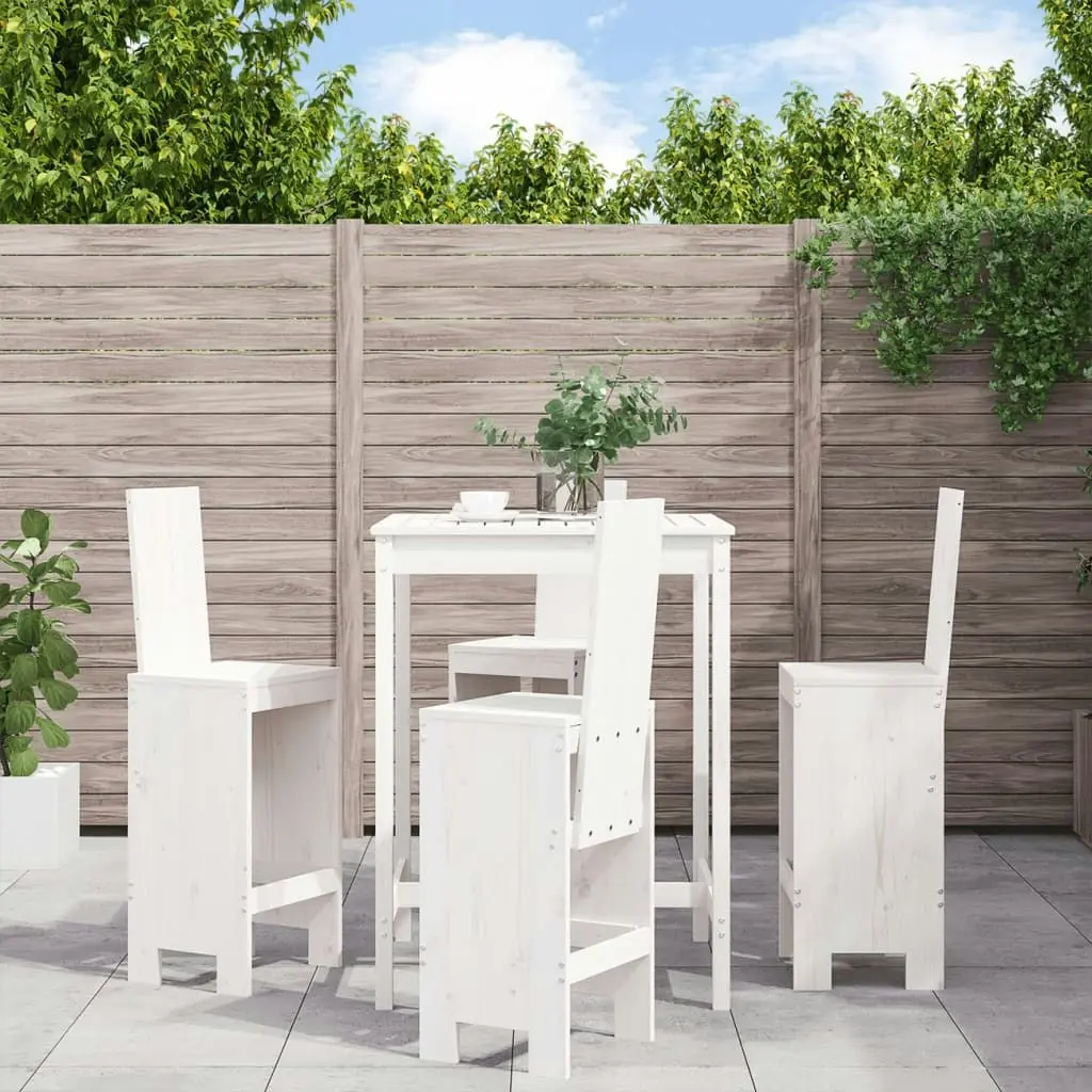 5 Piece Garden Bar Set White Solid Wood Pine 3157770