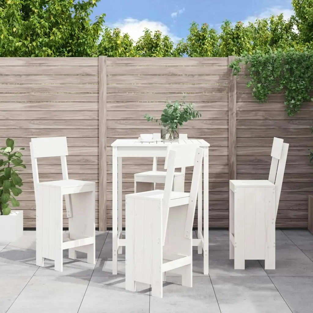 5 Piece Garden Bar Set White Solid Wood Pine 3157800