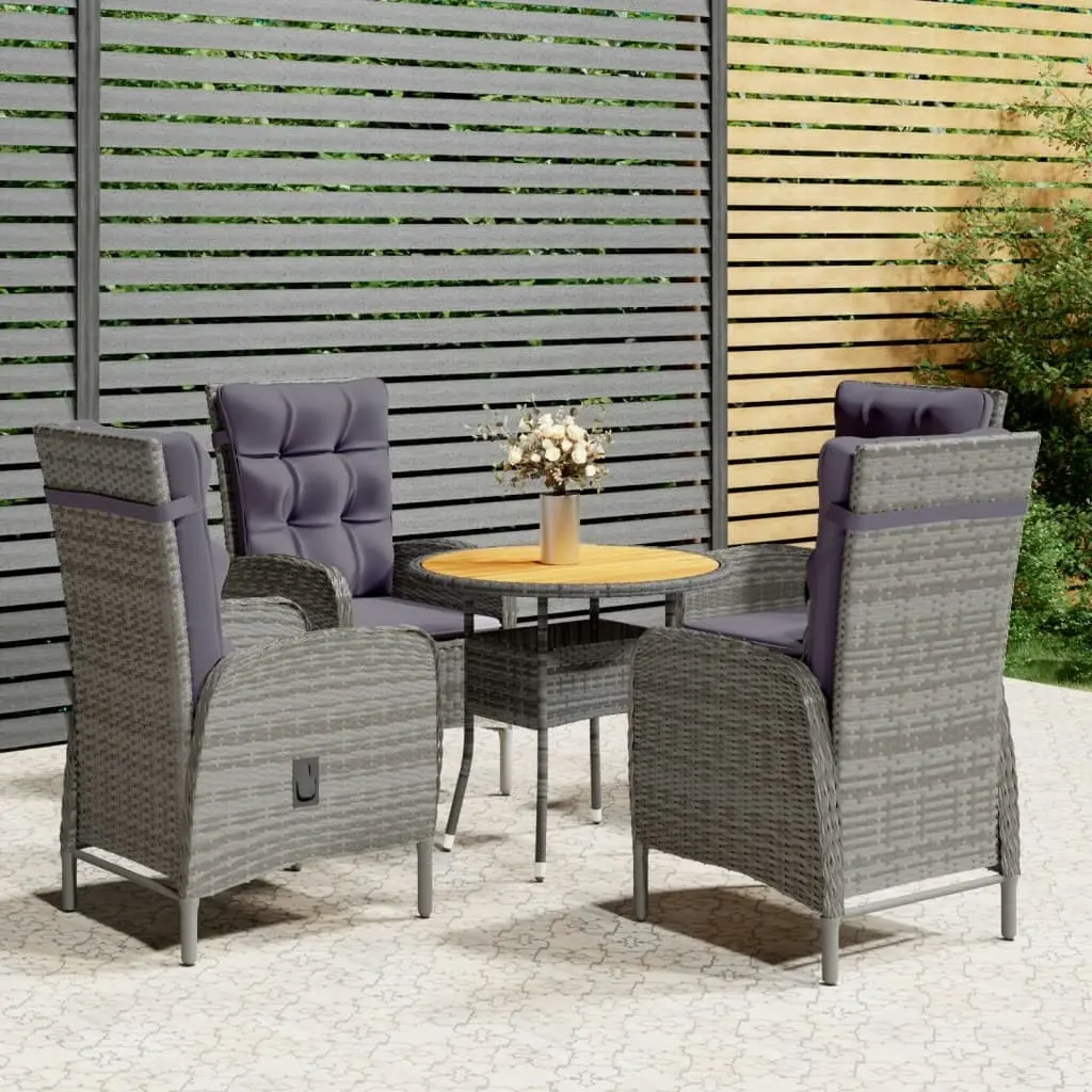 5 Piece Garden Bistro Set Poly Rattan Grey 3058551