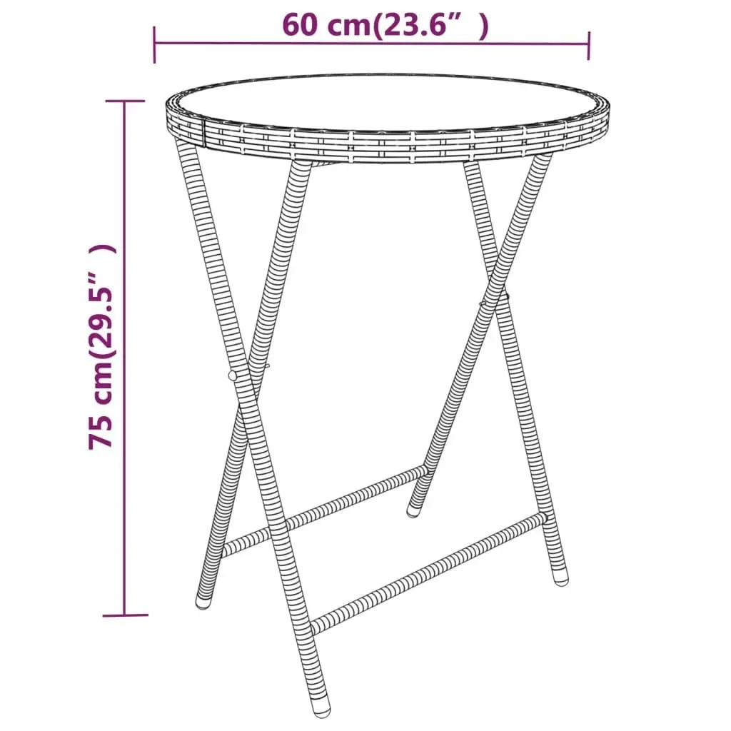 5 Piece Garden Bistro Set Poly Rattan and Tempered Glass Grey 3058389