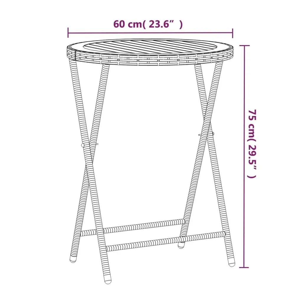 5 Piece Garden Bistro Set Poly Rattan & Solid Acacia Wood Black 3058392