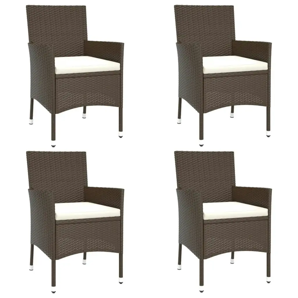 5 Piece Garden Bistro Set with Cushions Brown Poly Rattan 3187413