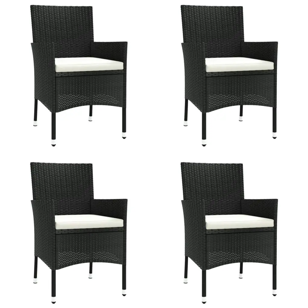 5 Piece Garden Bistro Set with Cushions Black Poly Rattan 3187433