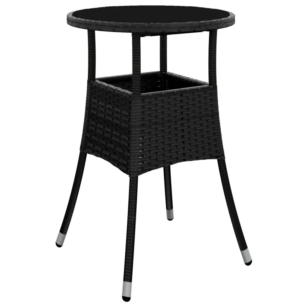 5 Piece Garden Bistro Set with Cushions Black Poly Rattan 3187415