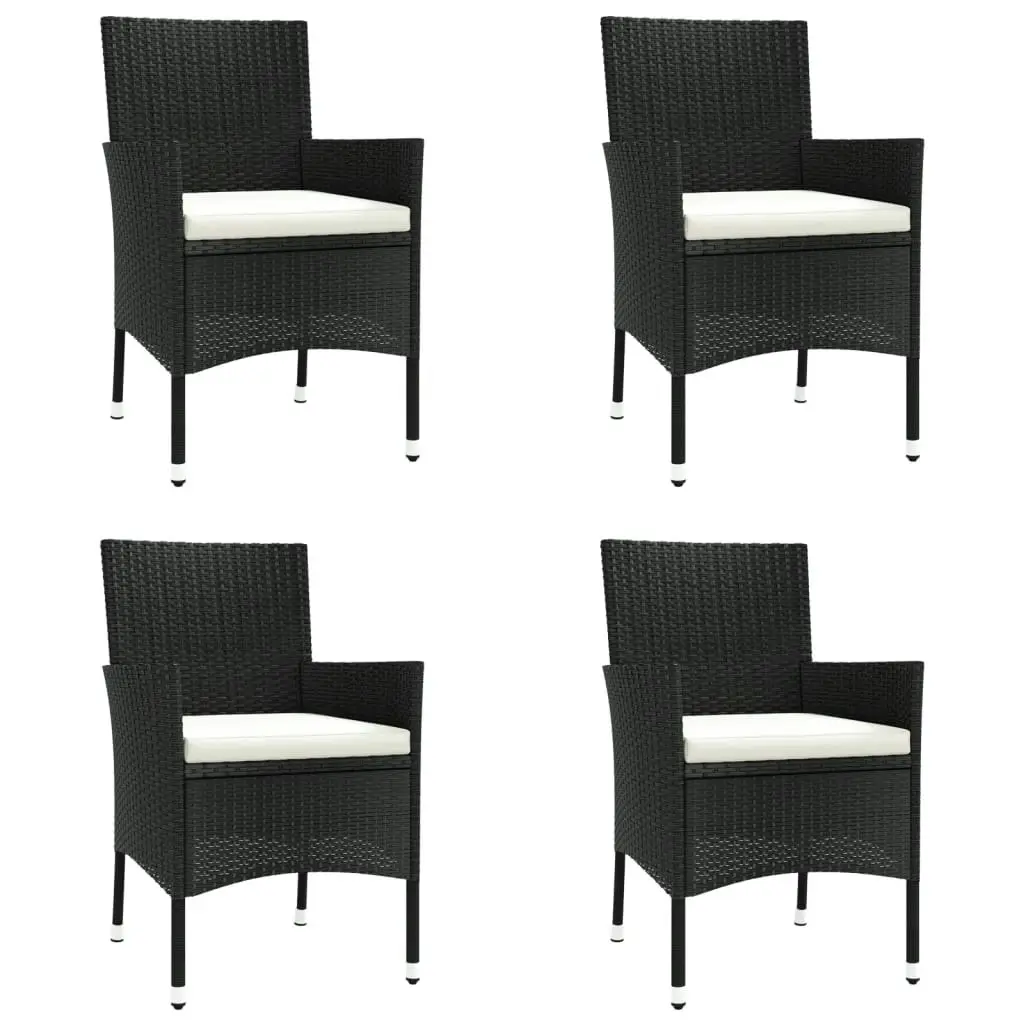 5 Piece Garden Bistro Set with Cushions Black Poly Rattan 3187415