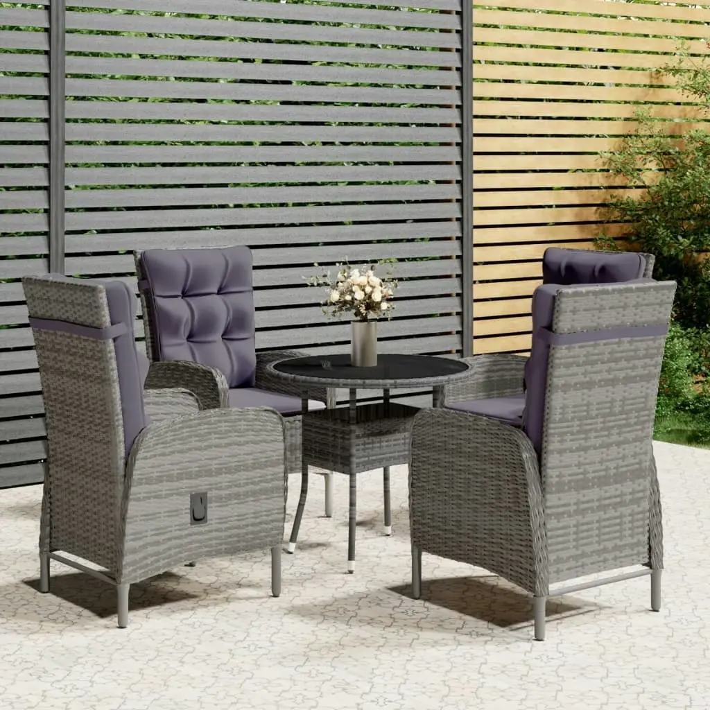 5 Piece Garden Bistro Set Poly Rattan Grey 3058550