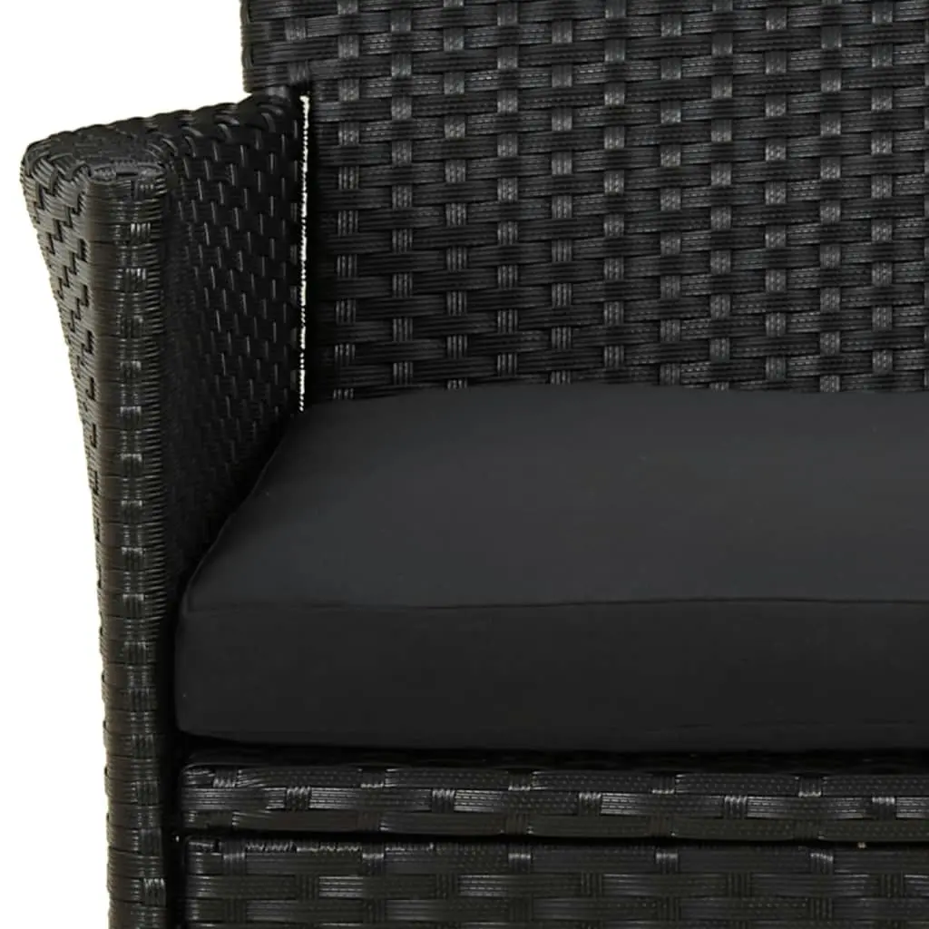 5 Piece Garden Bistro Set with Cushions Black Poly Rattan 3187427