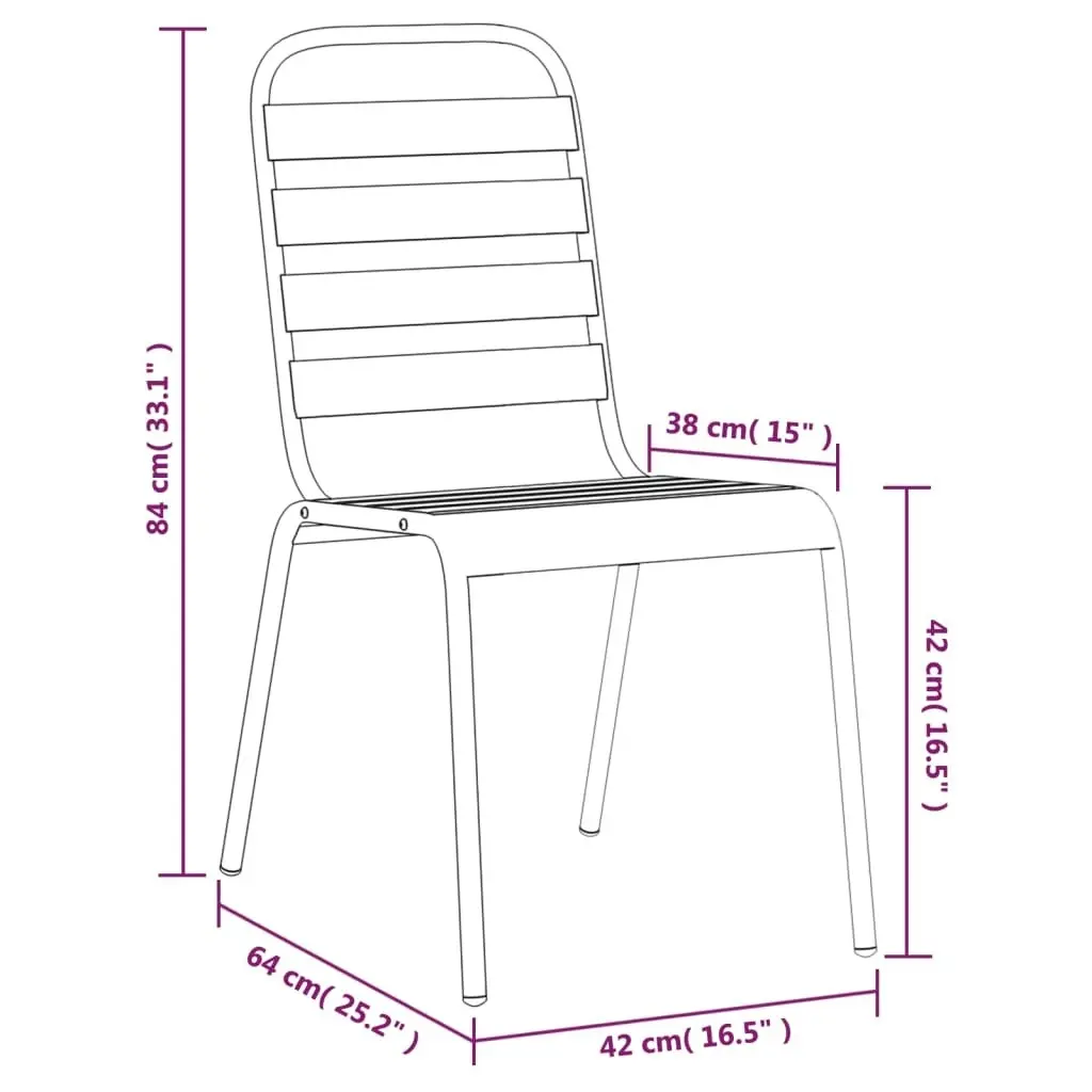 5 Piece Garden Dining Set Anthracite Steel 3187986