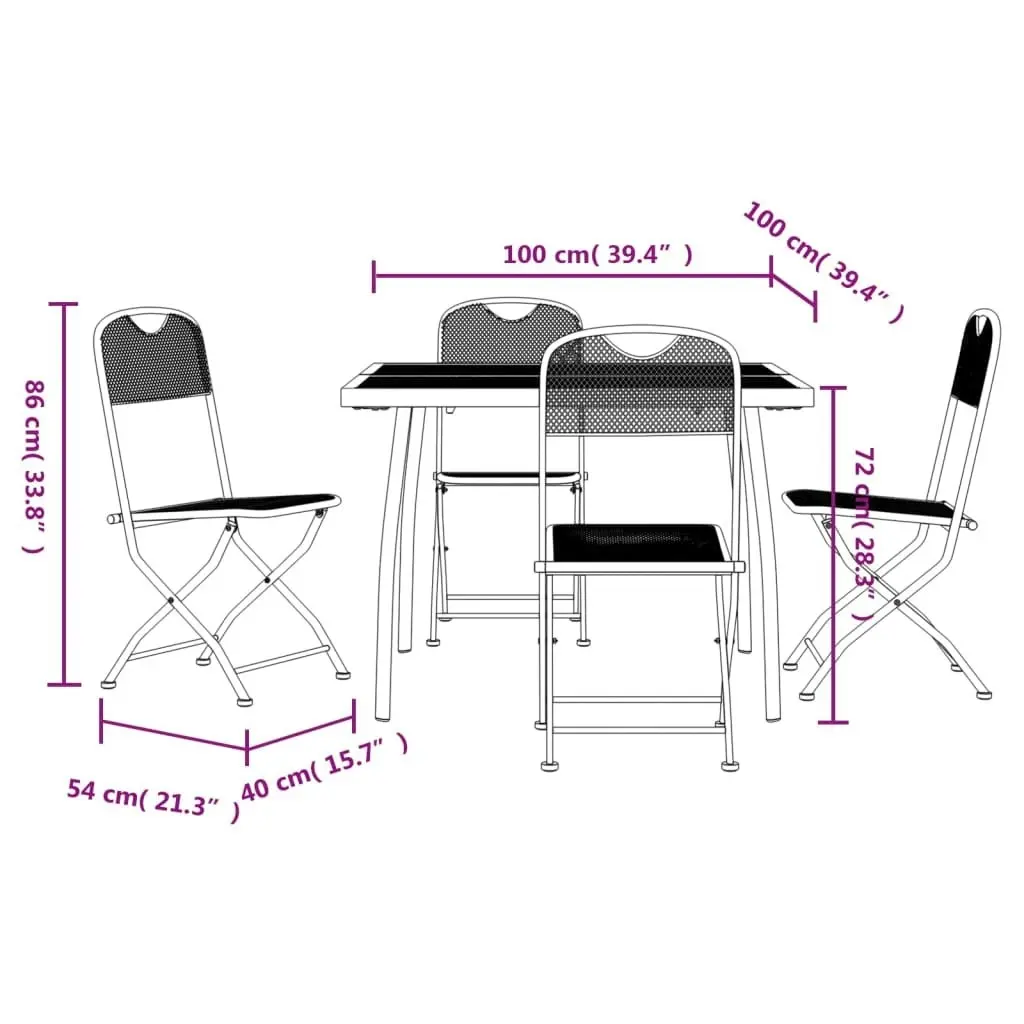 5 Piece Garden Dining Set Anthracite Metal Mesh 3211811