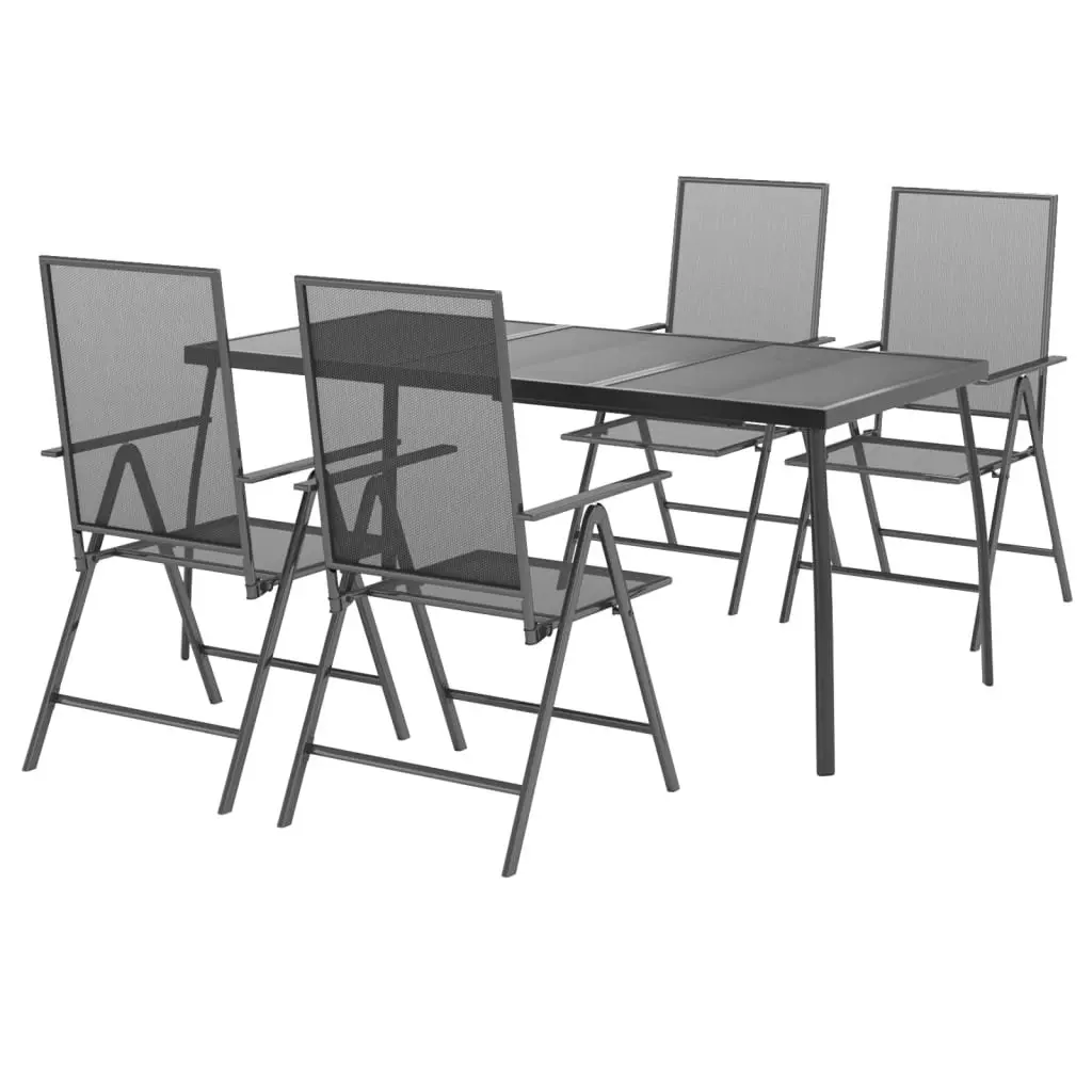 5 Piece Garden Dining Set Anthracite Steel 3187982